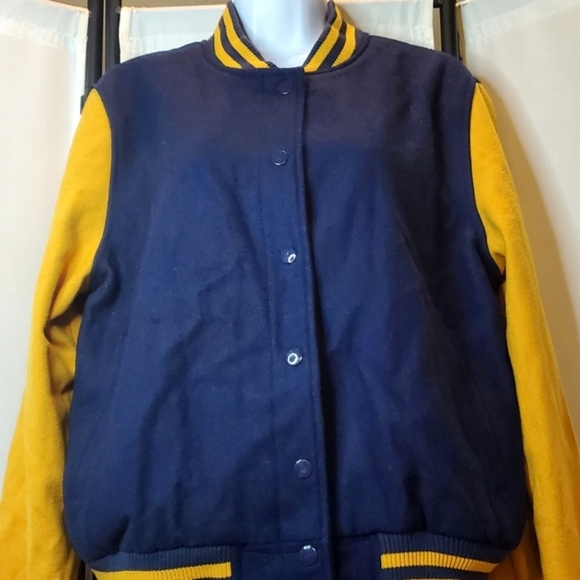 MOSSIMO XXL LETTERMAN JACKET 💛💙 Vintage Varsity Vibes  Wool Bomber Coat - Picture 5 of 16